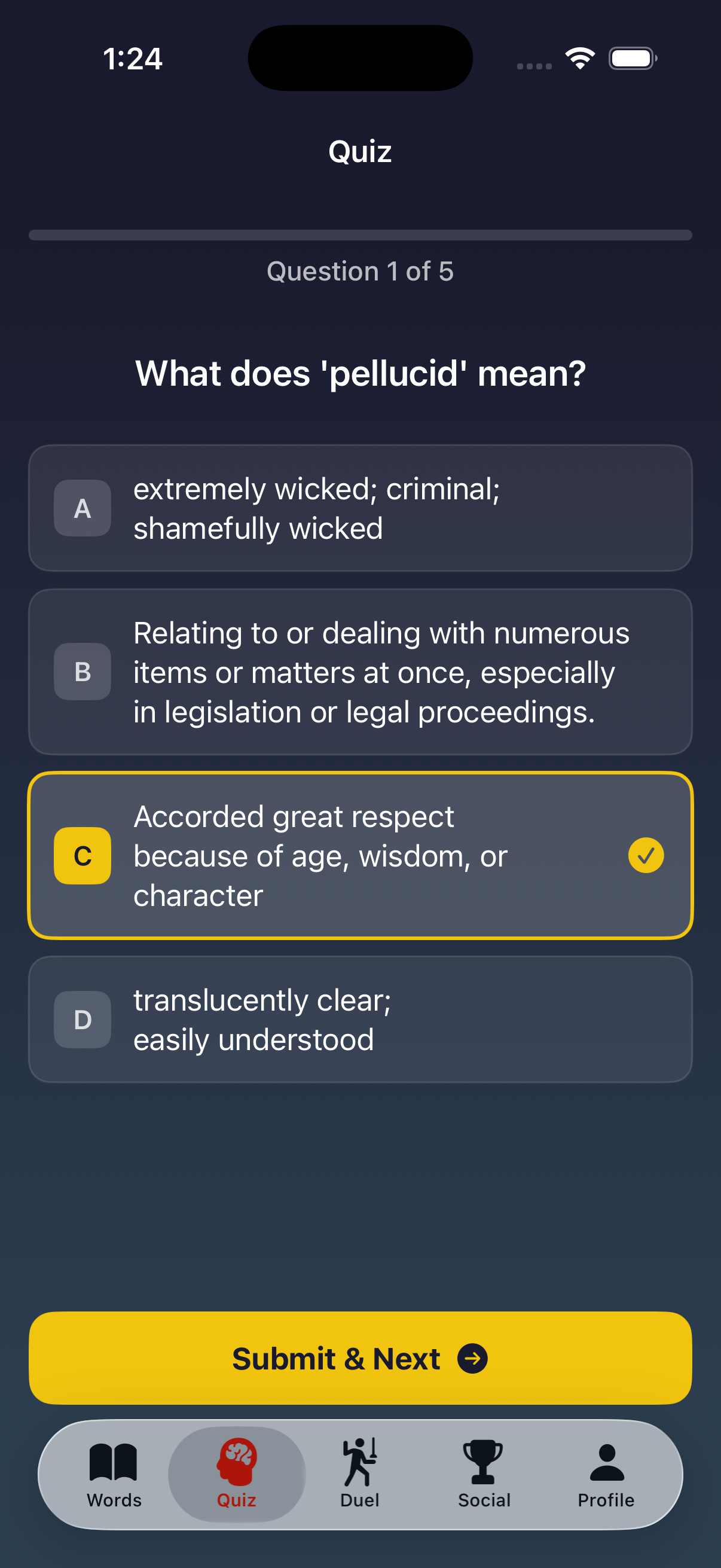 VocabDuel Multiple Choice